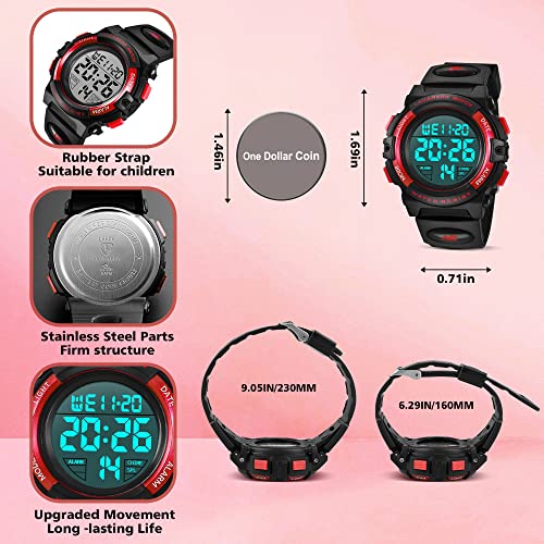 Kids Watch,Boys Watch For 3-15 Year Old Boys,Digital Sport Outdoor Multifunctional Chronograph Led 50 M Waterproof Alarm Calendar Analog Watch For Children With Silicone Band,Kids Gift #TOP4