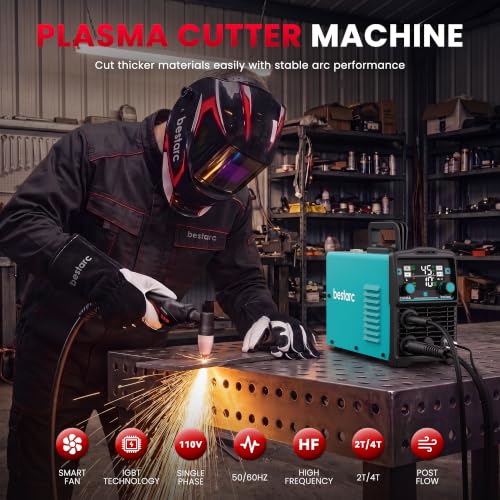 Image of Bestarc 45A Plasma Cutter Machine, 110V Contact Touch Cutting, 9 /16 inch Max Cut on Steel, Aluminum & Copper, LED Display, Post Flow, 2T /4T for Beginners DIY Home Garage & Workshop