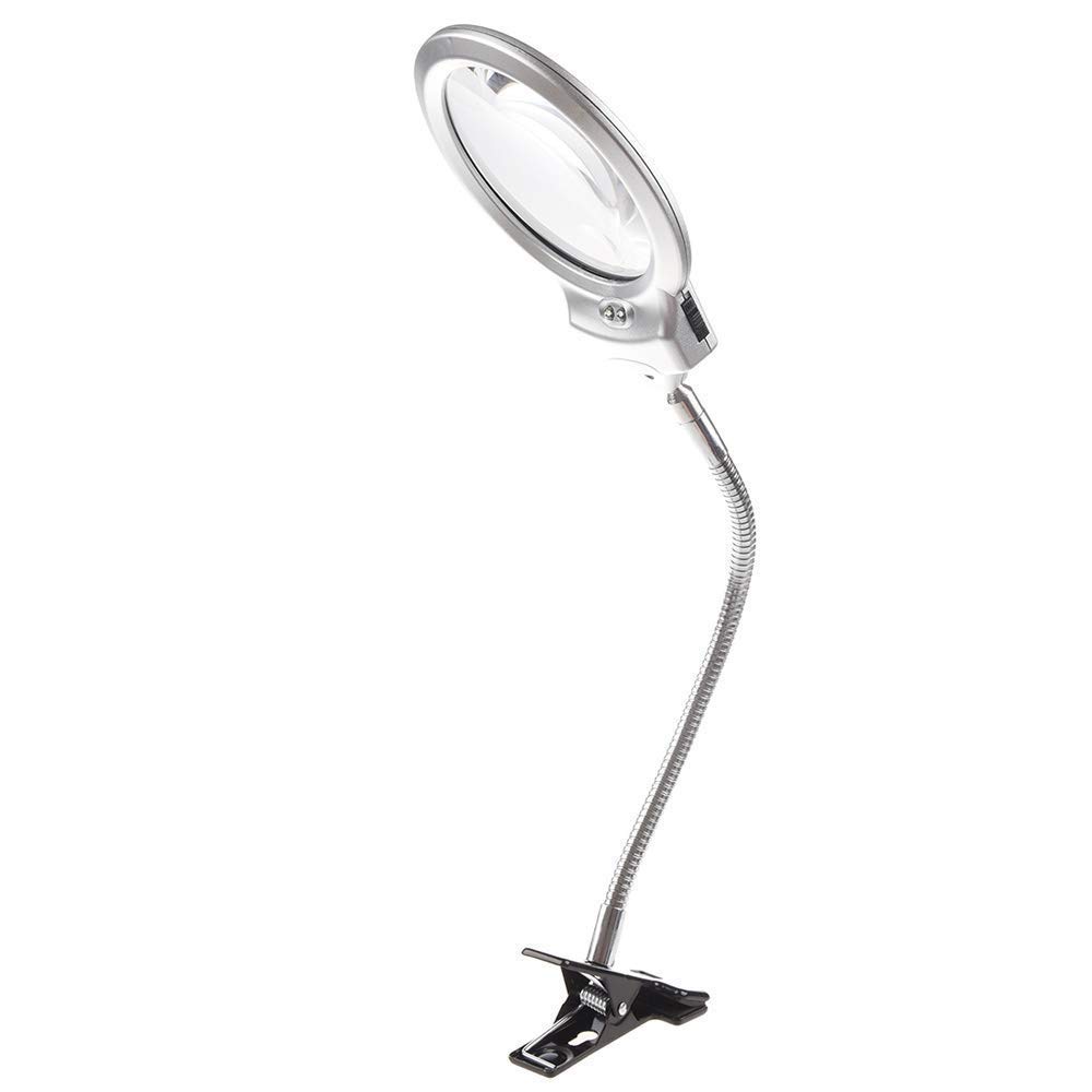 Glas-LED-Leuchtlupe, Metallschlauchglas, Schreibtisch-Leselampe mit Klemme 2,5 x 107 mm 5 x 24 mm Glaslupe zum Lesen Needed