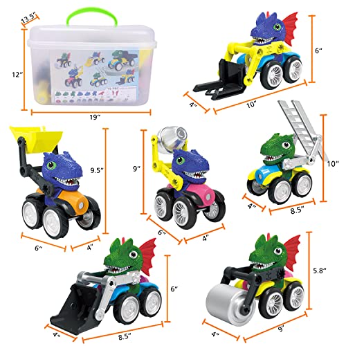 Allroad Dinosaur Magnetic Toy Cars Set Magnetic Building Dino Cars Magnetic Toy Vehicles Cars, Colorful Dinosaur Trucks Montessori Stem Toy For Developing Skills, Dinosaur Games Gift For Boys Girls #TOP5