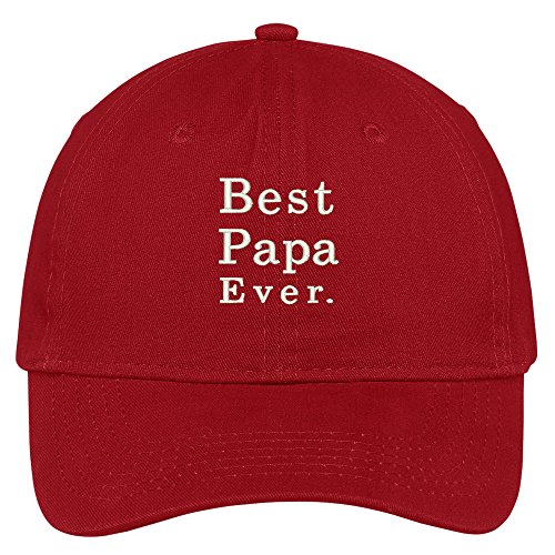 Trendy Apparel Shop Best Papa Ever Embroidered Low Profile Adjustable Cap Dad Hat - Red
