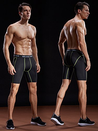 Neleus Pacote com 3 shorts de compressão masculinos, 047# Pacote com 3: preto, cinza, azul, XG