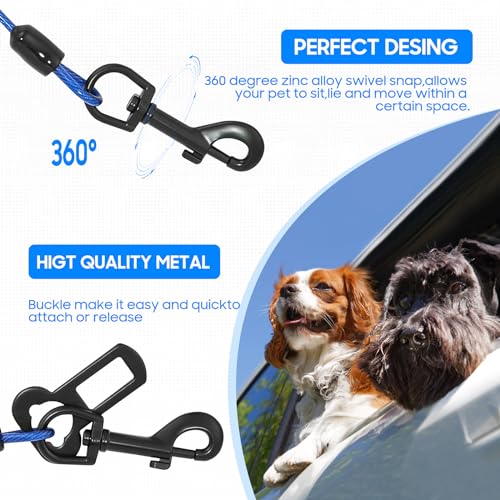 Dog Car Harnesses, Dog Seatbelt of Coated Wire Leash Safety Restraint, No Chew Tether Cable Vehicle Dog Accessories, Double Clips & Latch Attachment (Black, 24 inch/60 cm) - Image 6