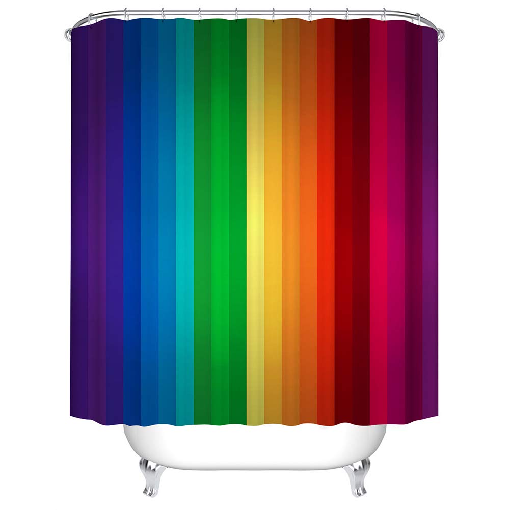 BOYOUTH Rainbow Vertical Stripes Pattern Digital Print Shower Curtains for Bathroom Decor,Polyester Waterproof Fabric Bath Curtain with 12 Hooks,70x78 Inches,Multicolor