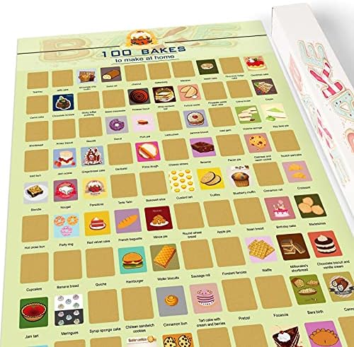 RUSFYUNM High 100 Dates Scratch Off Poster, Couple Bucket Checklist Date Concepts Poster Items, {Couples} Date Ebook Scratch Off Issues Room Decor (16.5″ x 23″) (Bake)