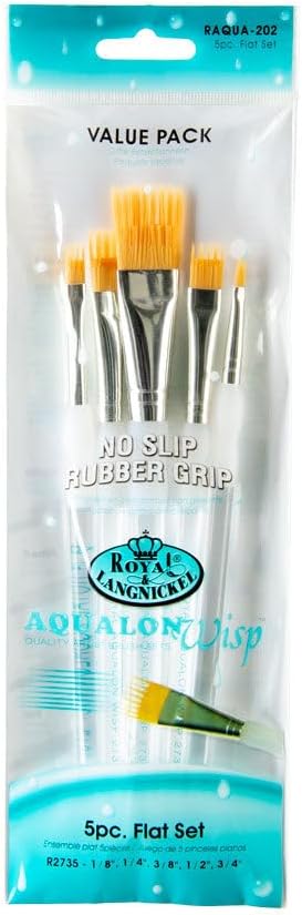 Royal & Langnickel Aqualon Wisp Flat Artist Brush Set, 5-piece