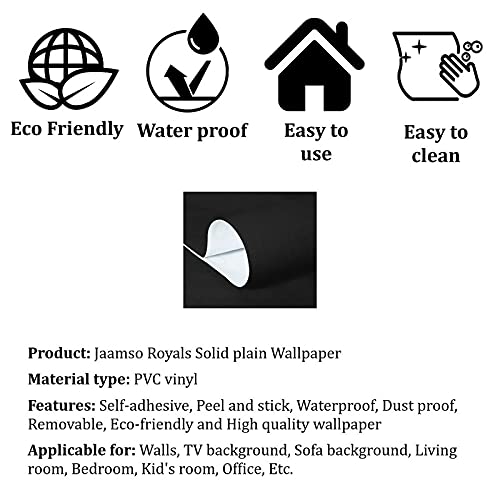 Image of JAAMSO ROYALS Black Plain matt Wallpaper - Self Adhesive, Water Proof, Peel and Stick Sticker (60 CMx 50 CM0 CM, Black)