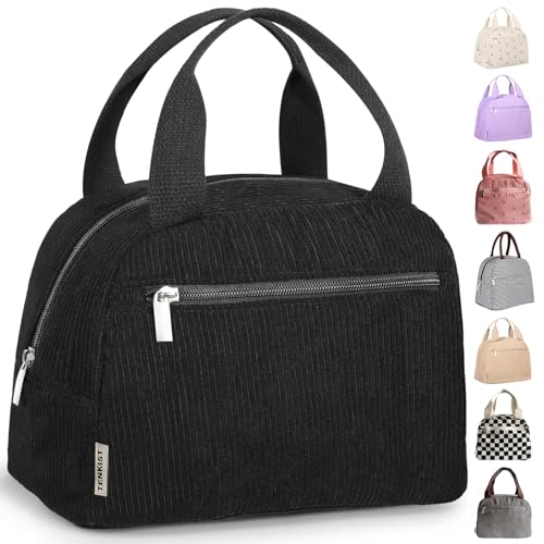 Cute Insulated Lunch Tote Bag Women Lightweight Cooler 8L Black