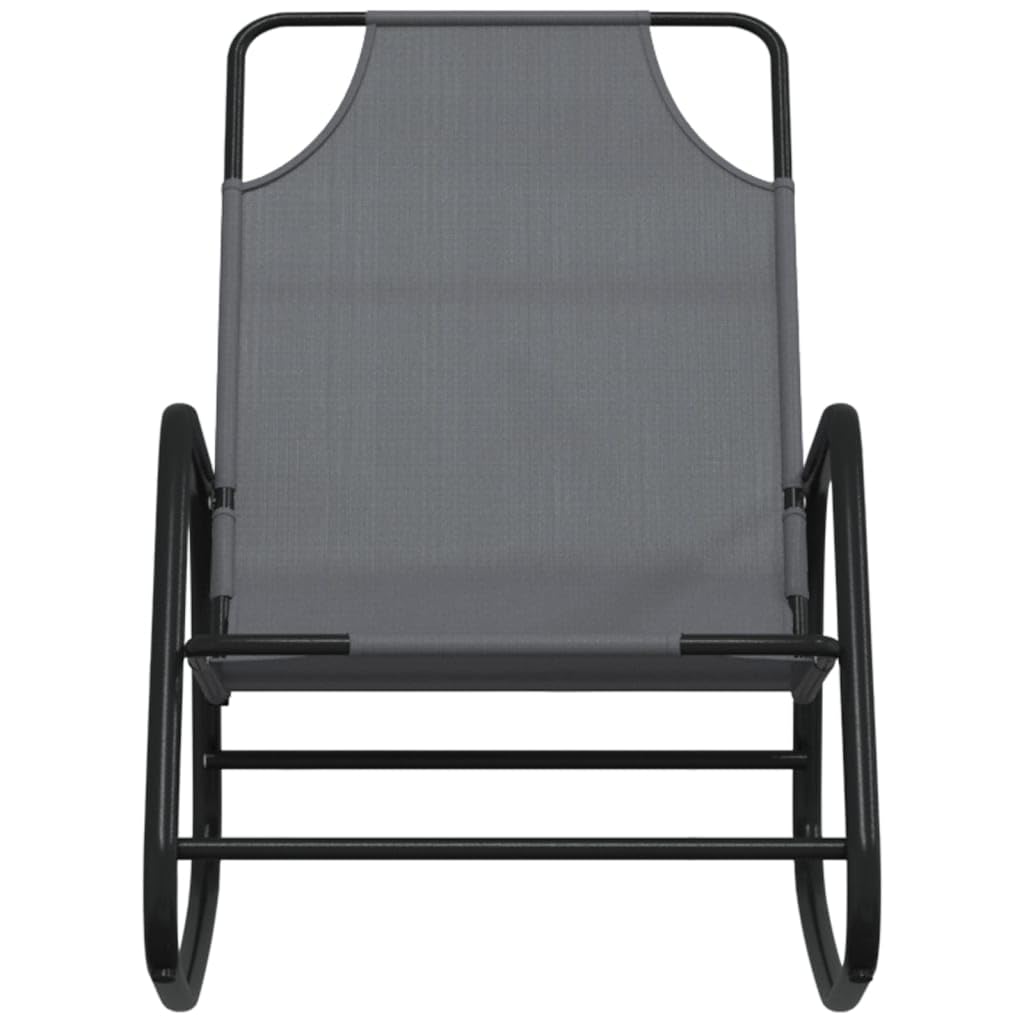 Lot de 2 Chaises Longues à Bascule, Transat de Jardin en Acier et Textilène Respirant, Fauteuil Relax Rocking Chair pour Terrasse et Balcon, Gris, 89 x 58 x 93,5 cm