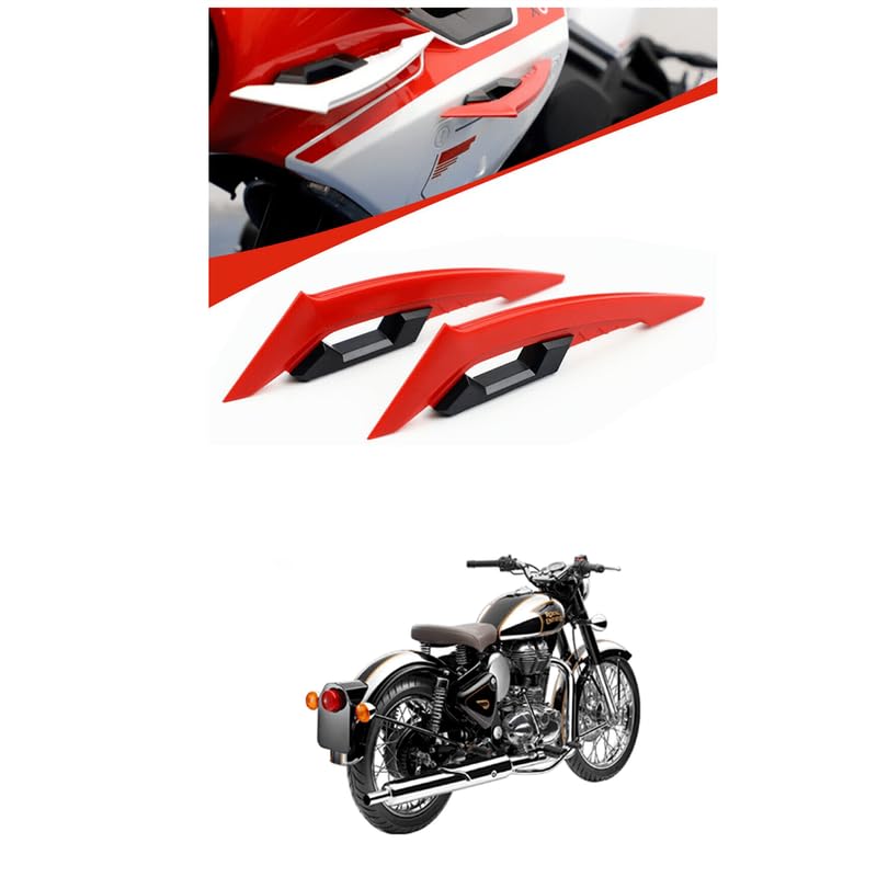 LOVMOTO Universal Aerodynamic Wing Spoiler Helmet Fairing 2 Pieces Motorcycle Winglets Motorcycle Front Side Spoiler Aerodynamic Wing Kit Red Comfortable with Cla-ssic Chr-ome-image-6