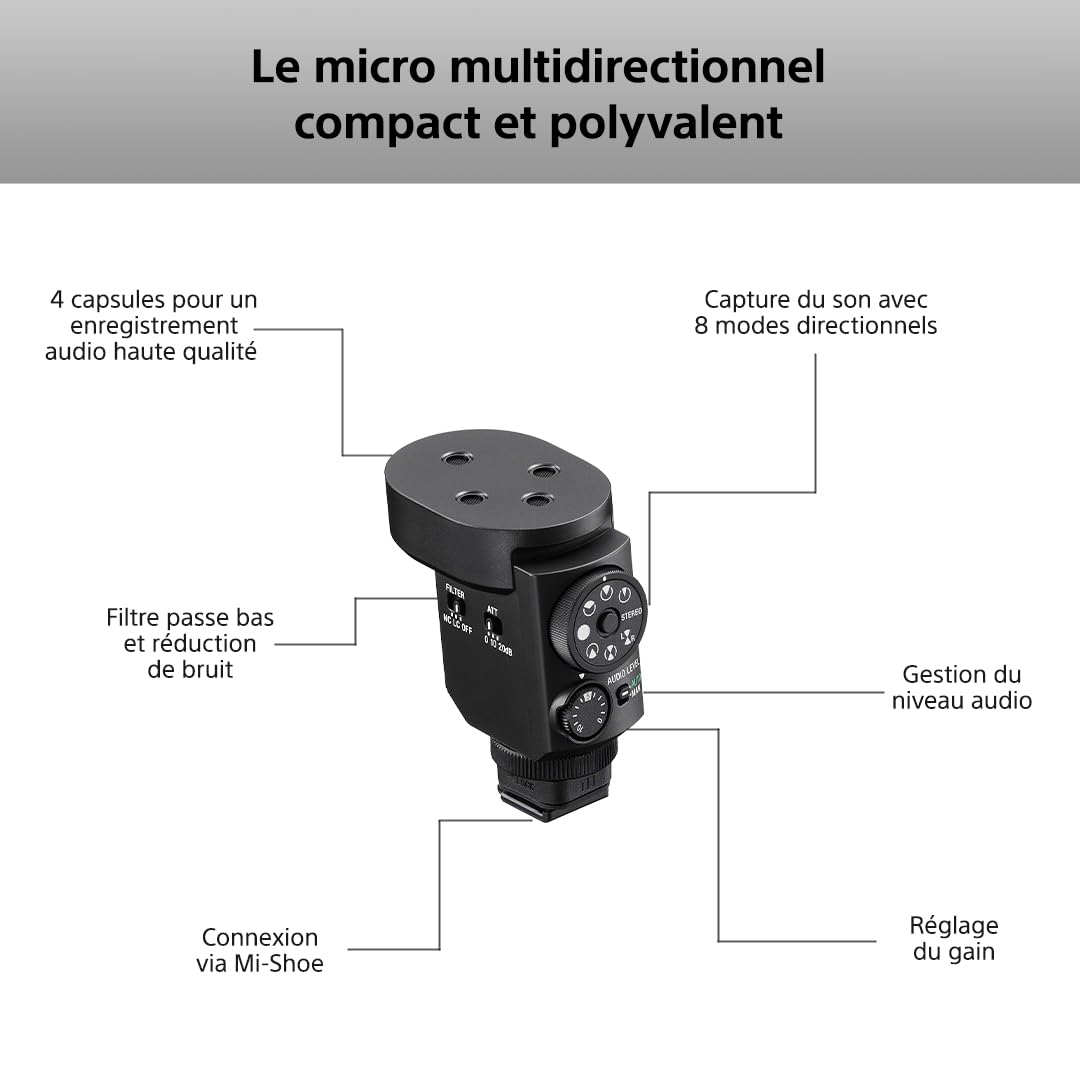 Sony ECM-M1 Microphone à Condensateur Compact pour Vidéo, Caméras et Youtube