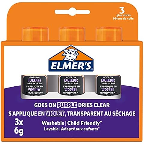 Elmer's Disappearing Purple Glue Sticks | Dries Clear | Great for Schools & Crafting | Washable & Child-Friendly | 6g | 3 Count Cover