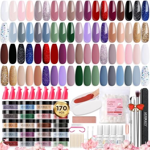 AZUREBEAUTY 170Pcs Dip Powder Nail Kit, 36 Colors Fall...