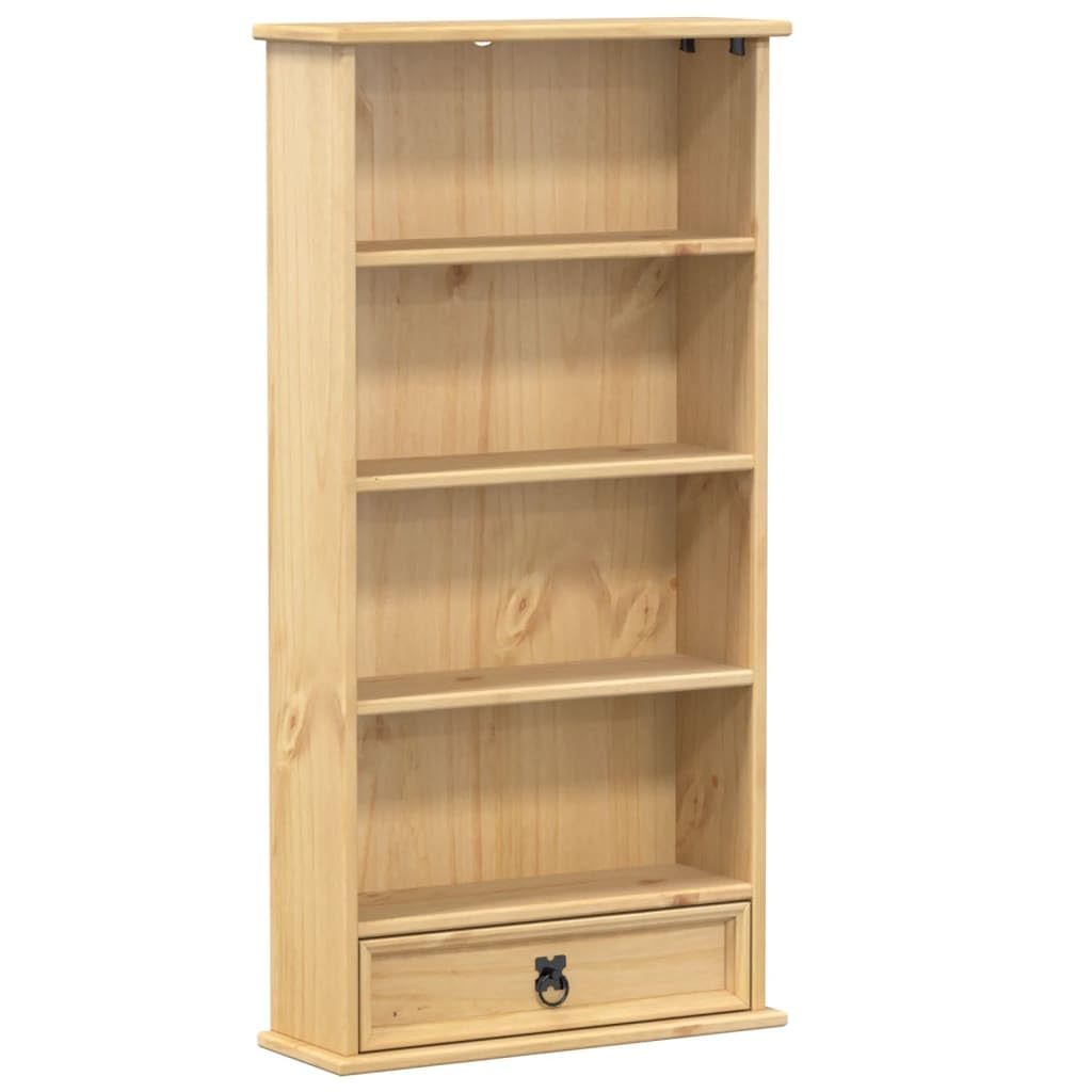 vidaXL CD Schrank, Bücherregal mit Fächern und Schublade – Massivholz Kiefer