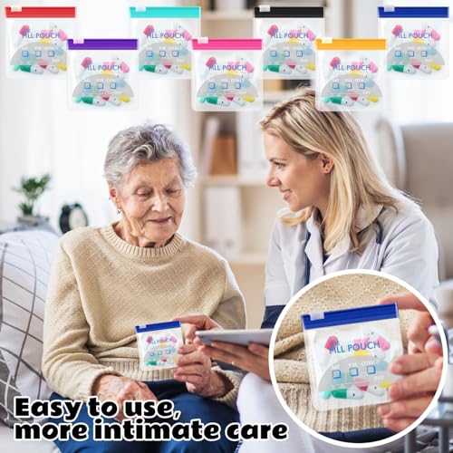 Image of Sherr 35 Pcs Pill Pouch Bags with Zipper Pill Pouch Set Travel Reusable Translucent Medicine Organizer Self Sealing Plastic Bag with Slide Lock for Storage(Vivid Colors,3 x 3 Inch,Day Style)