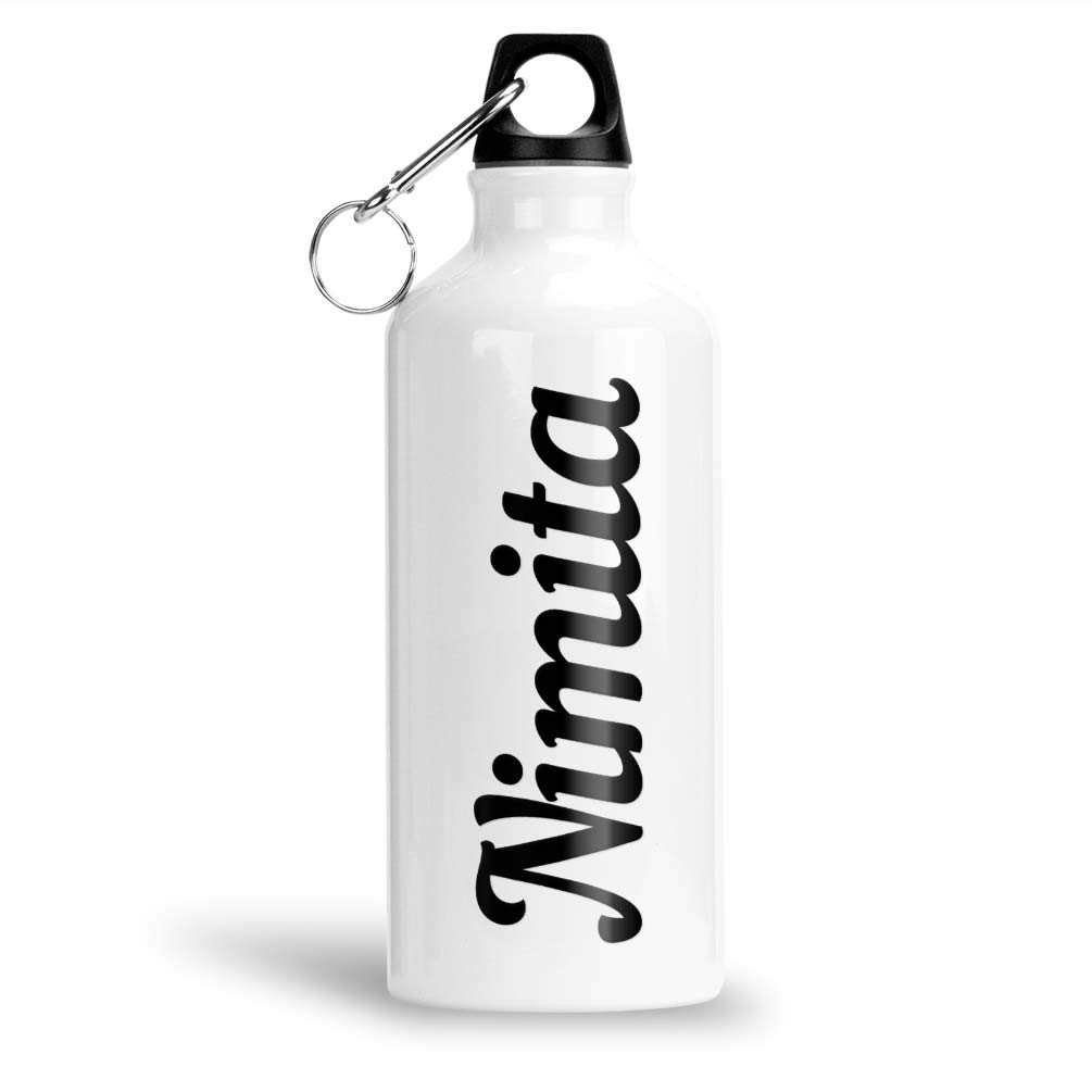 FurnishFantasy Aluminium White Sipper Bottle 750 ml - Best Personalized Gift for Happy Birthday, Return Gift, Name - Nimita