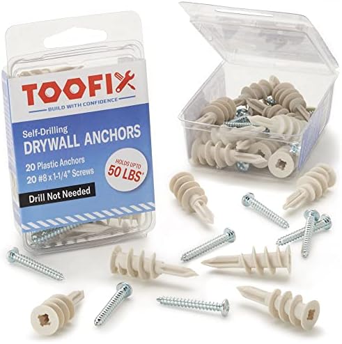 Self Drilling Drywall Plastic Anchors with Screws Kit