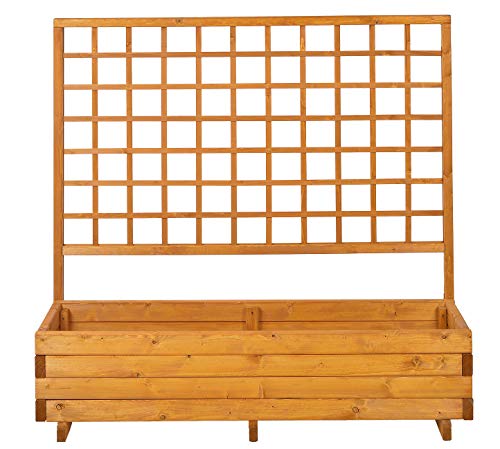 GASPO Blumenkasten mit Rankgitter Hellbrunn | Honig-Farben, aus massivem Holz | L 136 x B 37 x H 140, Pflanzkübel für… – Bild 5