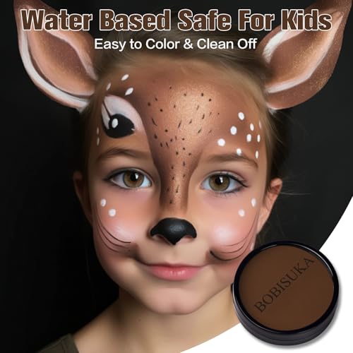 BOBISUKA Brown Face Body Paint, Water-Based Halloween Werewolf Face Painting Kit & Body Paints, Safe Non-Toxic Facepaints for Camo Wolfman Costume Cosplay Party SFX Makeup, Theater & Stage - Thumbnail 4