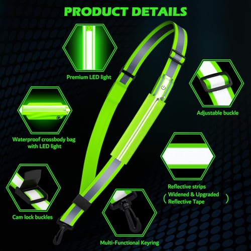 Leuchtband Joggen mit Reflektor Gürtel,LED Reflektorband USB Typ C Verstellbarer Lauflicht mit Reflektoren Licht für Jogger Laufen Fahrrad Hundewandern Outdoor Sports für Männer, Frauen und Kinder