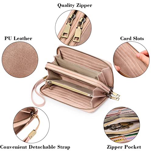 Image of GAEKEAO RFID Leather Wristlet Wallet for Women with Grip Strap