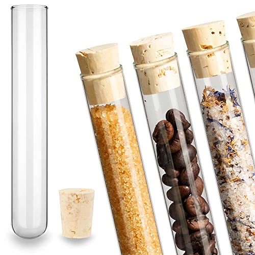 Tuuters 5x Reagenzglas aus Glas mit Korken – hochtransparent (250 x Ø30 mm)