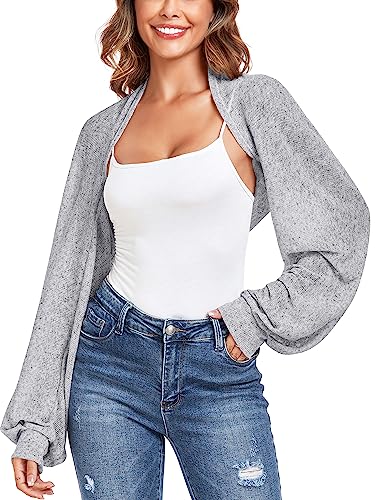 Image of ZAFUL Women's Sheer Shrug Y2K Long Sleeve Cardigans 2026 Irregular Tie Front Bolera