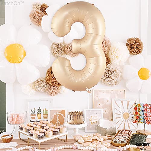 Image of KatchOn Number 3 Balloon Caramel 40 Inch