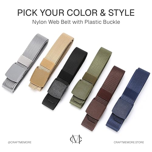 CRAFTMEMORE Tactical Nylon Web Belt, 1.5 Inch Wide, Military Style with Plastic Buckle SPB74