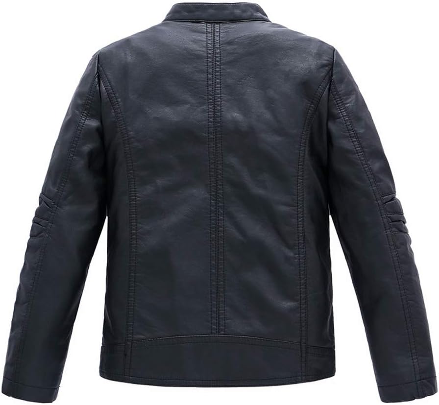 LOKTARC Boys Stand Collar Leather Jackets Kids Spring Faux Leather Motorcycle Coats - Image 2