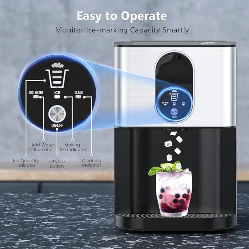 Image of Nugget Ice Makers Countertop, 44lbs /24H Crushed Ice Machine | Chewable Ice Maker Machine with Ice Dispenser, 2.4L Water Reservoir, Self-Cleaning, Ideal for Kitchen /Bar /Office, L-Silver