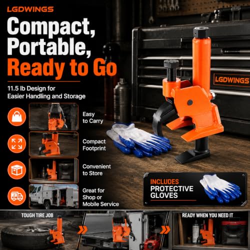 Image of Manual Tire Bead Breaker Tool, Professional Heavy Duty Hand Held Tire Changer with Rubber Pad Protector for ATV, Tractor, Lawn Mower, Truck & Car Tires (Orange)