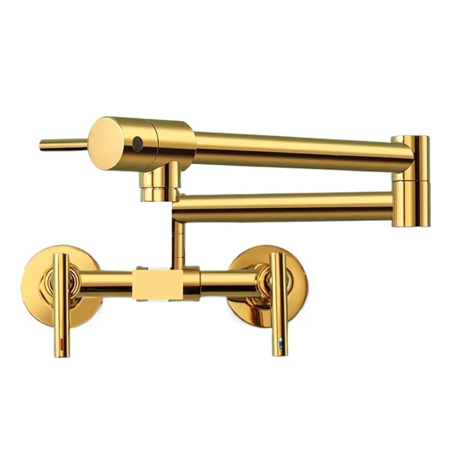 ZQFHSX Pot Filler Faucet Wall Mounted Kitchen Mixer Solid Brass Swivel Spout Hot and Cold Water with Dual Handle for Most Scenarios(A)