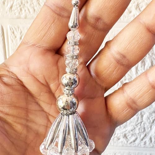 Image of Adikala Craft Store Handmade Ethnic Latkan Tassel Set of 2 for Saree Pallu, Blouse, Suits, Dupatta, Lehenga Decor (Silver Pipe 1L)