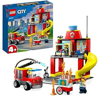 LEGO 60375 City Fire Station and Fire Engine Learning Toys for Kids 4 Plus Years Old Boys & Girls, with Firefighter Minifigures Emergency Vehicle Playset