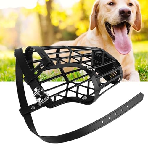 Image of RvPaws Anti Biting Dog Muzzle Basket Cage Design Plastic Pet Muzzle Comfortable Barking Easy to Adjust Quick Release Buckle (No-7, XX-Large)