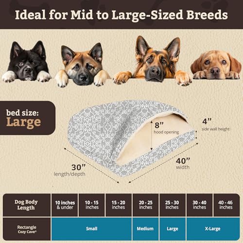 Image of Snoozer Rectangle Cozy Cave Dog Bed, Hooded Dog Bed, Ramey Gray (L)
