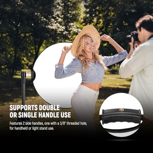 Image of NEEWER 32 inch /80cm Light Reflector, 5 in 1 Foldable Multi Disc Photography Light Diffuser Translucent /Silver /Gold /White /Black with Clamp /Grips, 3 /8 inch Thread /Cleaning Cloth for Outdoor Lighting, RF-80II