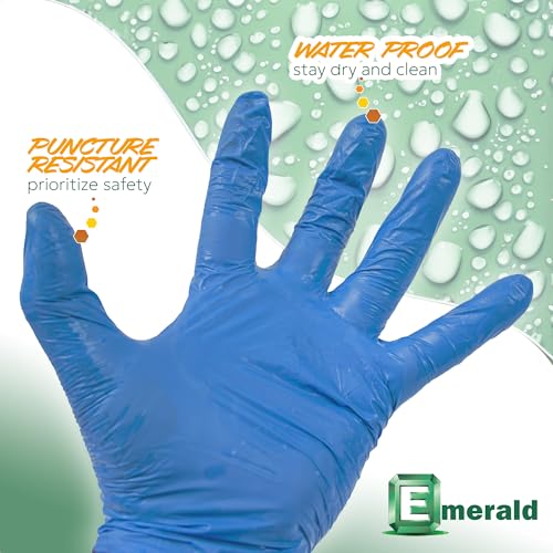 Emerald -100 Pack- Nitrile Medical Exam Gloves, Latex Free, Powder Free, Blue, Size: Large