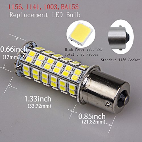 Ba15S 1156 80 Smd Latest 2835 Led 1141 1003 Interior Light Bulbs Turn Signal Backup Reverse (20-Packs, Super White) #TOP3