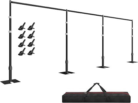EMART Pipe and Drape Backdrop Stand Kit,Heavy Duty Frame 3.6x9m,Black