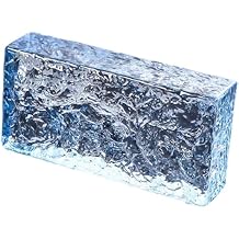 LXHELIVERY Clear Glass Brick Solid Glass Brick 1 Piece Rectangular Solid Double-Sided Crystal Bricks, for Building Fields Such As Wall Partition,House DecorationBlue-c