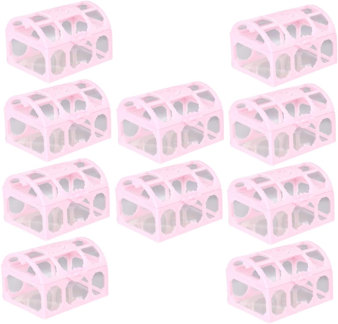 Healifty 10Pcs Pink Plastic Candy Box Treasure Chest Shape for Wedding