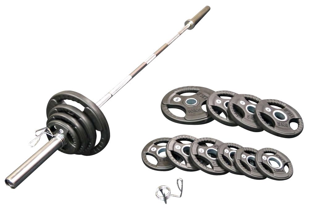 Wild Fit Olympic Barbell Set, 165.4 lbs (75 kg), Barbell, Rubber Training, Bench Press, Variable Type