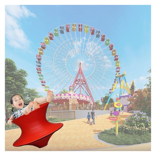 MZZKFC 19.3 in Hight Children's Gyro Swivel Chair, 6-8 Years Old Boys Girls 360° Spins Stool, Large FRP Kids Sense Sports Equipment Wear-Resistant & Non Slip(Red)