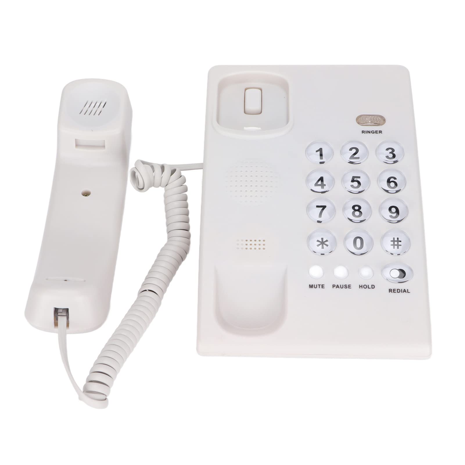 Telefon bezprzewodowy na biurko z dużym przyciskiem Telefon stacjonarny o dużej pojemności Telefon przewodowy do domowego biura hotelu (biały)