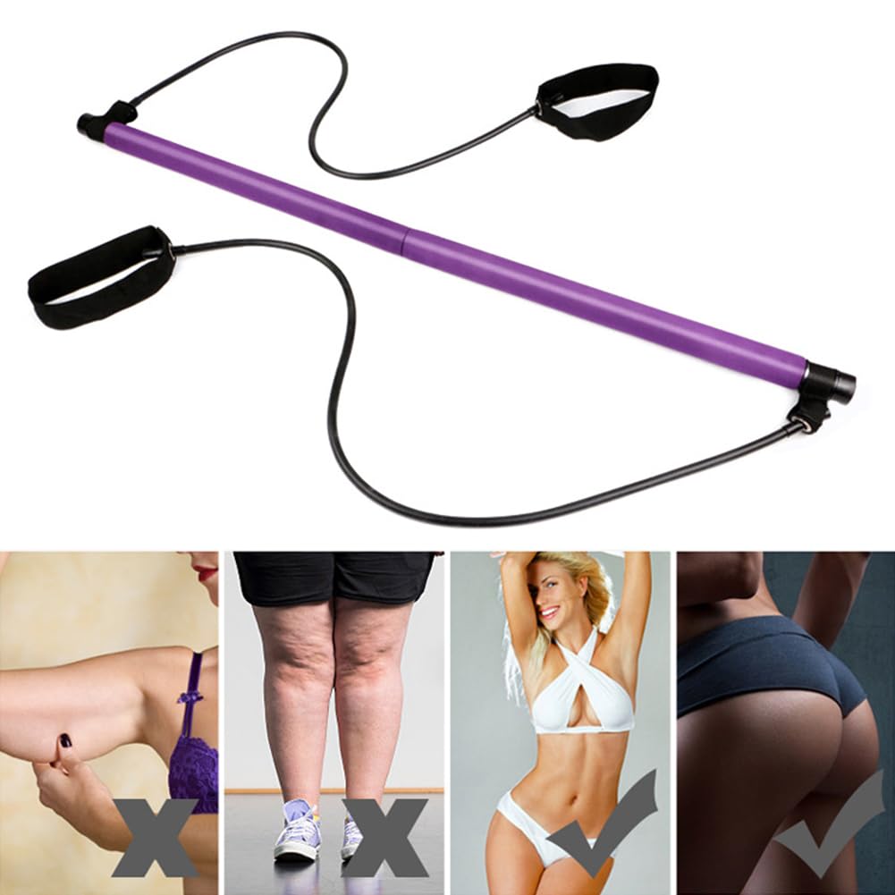 Barra de pilates con resistencia,ajustable Barra de Pilates Portátil,Pilates Bar para estiramiento, Yoga, Formación, Ejercicio, Rectificadores, Perder Peso
