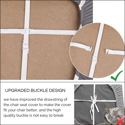 Image of SearchI Water Repellent Seat Covers for Dining Chairs, 6 Pack Jacquard Stretch Dining Room Chair Seat Covers, Kitchen Chair Seat Covers Protectors(Beige Diamond)
