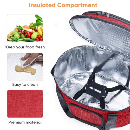 Double-Layer Slow Cooker Carrying Bag for 6-8 Quart CrockPot and Hamlton Beach Slow Cooker, Travel Bag with Lid Fastener for Crock-pot, Portable Carrier Case Slow Cooker Bag with See-thought Window - Image 5
