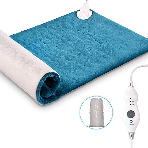 Heating Pad, TAWAK Upgrade Electric Fast Heating Pad for Pain Relief, Dry&Moist Heat Therapy Option Heating Pad with Adjustable Temperature Setting and 2 Hours Auto-Off, Large Size Soft Heating Pad